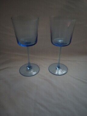 LSA International Gems Sapphire Blue Fluted Wine Glasses-Set Of 2